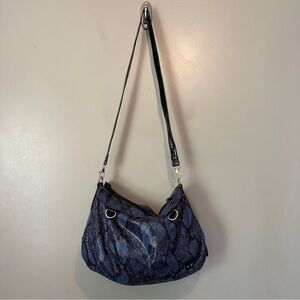 Marc Fisher black and purple snake skin shoulder bag